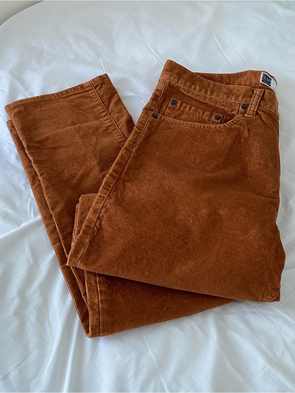 Gap Women's Rust Brown Corduroy Straight Leg Pants - Size: 32/34